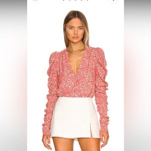 AFRM Danna Bodysuit in Red Ditsy Size Medium - NWT